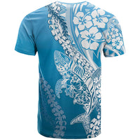 Hawaii Puakenikeni And Maile Lei T Shirt Blue Polynesian Shark Tattoo DT05