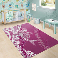 Hawaii Puakenikeni And Maile Lei Area Rug Pink Polynesian Shark Tattoo DT05