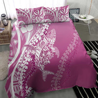 Hawaii Puakenikeni And Maile Lei Bedding Set Pink Polynesian Shark Tattoo DT05