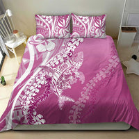 Hawaii Puakenikeni And Maile Lei Bedding Set Pink Polynesian Shark Tattoo DT05