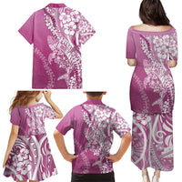 Hawaii Puakenikeni And Maile Lei Family Matching Puletasi and Hawaiian Shirt Pink Polynesian Shark Tattoo DT05 - Polynesian Pride