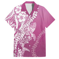Hawaii Puakenikeni And Maile Lei Family Matching Short Sleeve Bodycon Dress and Hawaiian Shirt Pink Polynesian Shark Tattoo DT05 Dad's Shirt - Short Sleeve Pink - Polynesian Pride