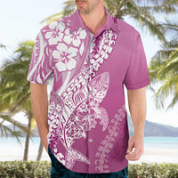 Hawaii Puakenikeni And Maile Lei Hawaiian Shirt Pink Polynesian Shark Tattoo DT05