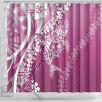Hawaii Puakenikeni And Maile Lei Shower Curtain Pink Polynesian Shark Tattoo DT05