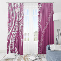 Hawaii Puakenikeni And Maile Lei Window Curtain Pink Polynesian Shark Tattoo DT05