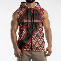 Custom Aotearoa Atua Tumatauenga Sleeveless Zip Hoodie God Of War Koru Patterns