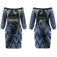Custom Aotearoa Atua Tangaroa Family Matching Off The Shoulder Long Sleeve Dress and Hawaiian Shirt God Of Ocean Koru Patterns