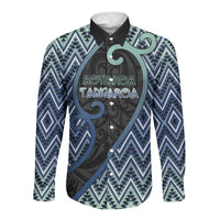 Custom Aotearoa Atua Tangaroa Long Sleeve Button Shirt God Of Ocean Koru Patterns