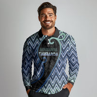 Custom Aotearoa Atua Tangaroa Long Sleeve Polo Shirt God Of Ocean Koru Patterns