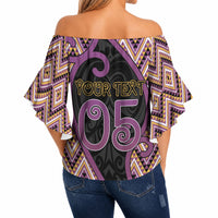 Custom Aotearoa Atua Rongomatane Off Shoulder Wrap Waist Top God Of Cultivated Foods Koru Patterns