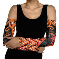 Custom Aotearoa Atua Ruaumoko Arm Sleeves God Of Volcanoes Koru Patterns