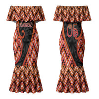 Custom Aotearoa Atua Ruaumoko Couples Matching Mermaid Dress and Long Sleeve Button Shirt God Of Volcanoes Koru Patterns
