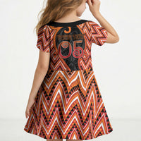 Custom Aotearoa Atua Ruaumoko Kid Short Sleeve Dress God Of Volcanoes Koru Patterns