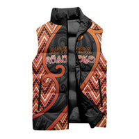 Custom Aotearoa Atua Ruaumoko Sleeveless Puffer Jacket God Of Volcanoes Koru Patterns