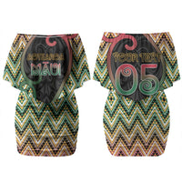 Custom Aotearoa Atua Maui Couples Matching Off Shoulder Short Dress and Long Sleeve Button Shirt Demigod Hero And Trickster Koru Patterns