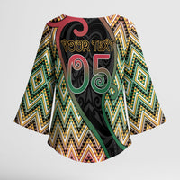 Custom Aotearoa Atua Maui Kimono Sleeve Blouse Demigod Hero And Trickster Koru Patterns