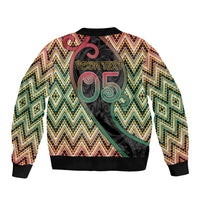 Custom Aotearoa Atua Maui Sleeve Zip Bomber Jacket Demigod Hero And Trickster Koru Patterns