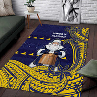 Tokelau Christmas Area Rug Santa With Tuluma Xmas Tribal Waves - Polynesian Pride