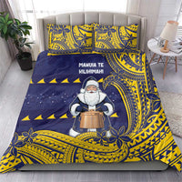 Tokelau Christmas Bedding Set Santa With Tuluma Xmas Tribal Waves - Polynesian Pride