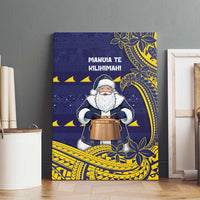Tokelau Christmas Canvas Wall Art Santa With Tuluma Xmas Tribal Waves - Polynesian Pride