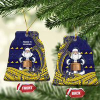 Tokelau Christmas Ceramic Ornament Santa With Tuluma Xmas Tribal Waves - Polynesian Pride