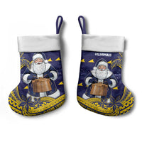 Tokelau Christmas Stocking Santa With Tuluma Xmas Tribal Waves - Polynesian Pride
