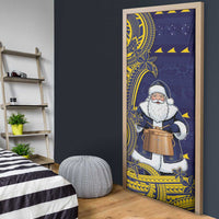 Tokelau Christmas Door Cover Santa With Tuluma Xmas Tribal Waves - Polynesian Pride