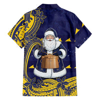 Tokelau Christmas Family Matching Off Shoulder Maxi Dress and Hawaiian Shirt Santa With Tuluma Xmas Tribal Waves DT05 - Polynesian Pride