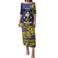 Tokelau Christmas Family Matching Puletasi and Hawaiian Shirt Santa With Tuluma Xmas Tribal Waves - Polynesian Pride