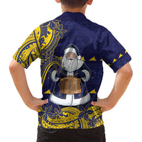 Tokelau Christmas Family Matching Tank Maxi Dress and Hawaiian Shirt Santa With Tuluma Xmas Tribal Waves DT05 - Polynesian Pride