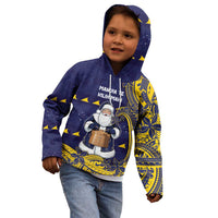 Tokelau Christmas Kid Hoodie Santa With Tuluma Xmas Tribal Waves - Polynesian Pride