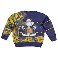 Tokelau Christmas Kid Ugly Christmas Sweater Santa With Tuluma Xmas Tribal Waves - Polynesian Pride