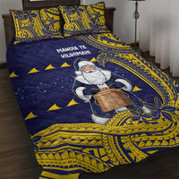 Tokelau Christmas Quilt Bed Set Santa With Tuluma Xmas Tribal Waves - Polynesian Pride
