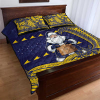 Tokelau Christmas Quilt Bed Set Santa With Tuluma Xmas Tribal Waves - Polynesian Pride