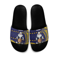 Tokelau Christmas Slide Sandals Santa With Tuluma Xmas Tribal Waves - Polynesian Pride