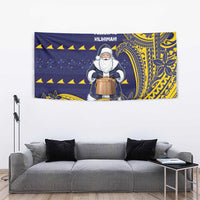 Tokelau Christmas Tapestry Santa With Tuluma Xmas Tribal Waves - Polynesian Pride