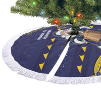 Tokelau Christmas Tree Skirt Santa With Tuluma Xmas Tribal Waves - Polynesian Pride