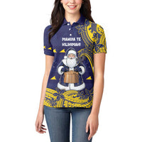 Tokelau Christmas Women Polo Shirt Santa With Tuluma Xmas Tribal Waves - Polynesian Pride