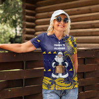 Tokelau Christmas Women Polo Shirt Santa With Tuluma Xmas Tribal Waves DT05 - Polynesian Pride