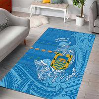 Tuvalu Christmas Area Rug Dolphins Santa Xmas Tribal Waves - Polynesian Pride