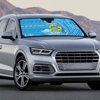 Tuvalu Christmas Auto Sun Shade Dolphins Santa Xmas Tribal Waves - Polynesian Pride