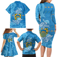 Tuvalu Christmas Family Matching Long Sleeve Bodycon Dress and Hawaiian Shirt Dolphins Santa Xmas Tribal Waves DT05 - Polynesian Pride