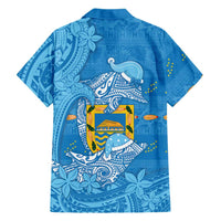 Tuvalu Christmas Family Matching Long Sleeve Bodycon Dress and Hawaiian Shirt Dolphins Santa Xmas Tribal Waves DT05 - Polynesian Pride