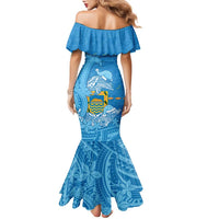 Tuvalu Christmas Family Matching Mermaid Dress and Hawaiian Shirt Dolphins Santa Xmas Tribal Waves DT05 - Polynesian Pride
