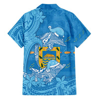 Tuvalu Christmas Family Matching Off Shoulder Maxi Dress and Hawaiian Shirt Dolphins Santa Xmas Tribal Waves DT05 - Polynesian Pride