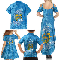Tuvalu Christmas Family Matching Summer Maxi Dress and Hawaiian Shirt Dolphins Santa Xmas Tribal Waves DT05 - Polynesian Pride