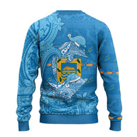 Tuvalu Christmas Ugly Christmas Sweater Dolphins Santa Xmas Tribal Waves - Polynesian Pride