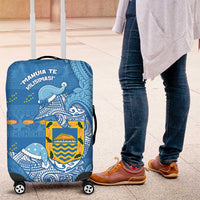 Tuvalu Christmas Luggage Cover Dolphins Santa Xmas Tribal Waves - Polynesian Pride