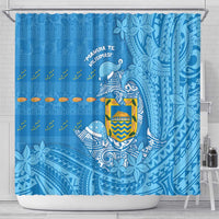 Tuvalu Christmas Shower Curtain Dolphins Santa Xmas Tribal Waves - Polynesian Pride