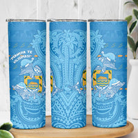 Tuvalu Christmas Skinny Tumbler Dolphins Santa Xmas Tribal Waves - Polynesian Pride